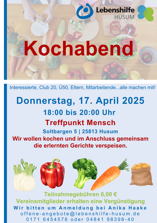 Kochabend im Treffpunkt Mensch am 17,04,2025